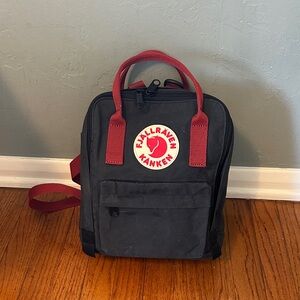 Fjallraven Kånken Dark Gray and Red Mini Backpack